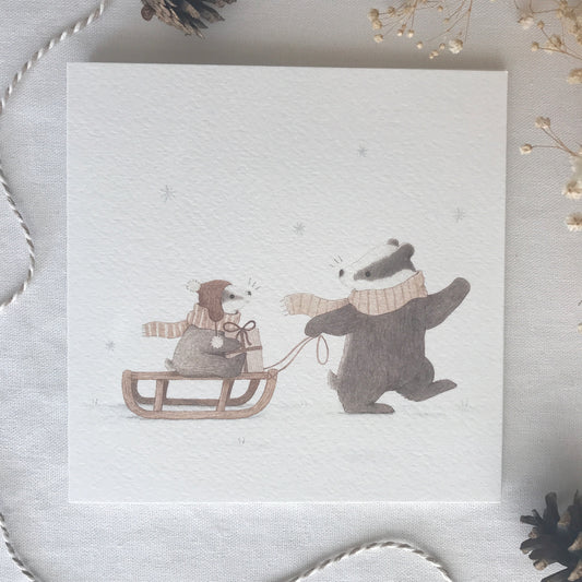 Badger Christmas Card