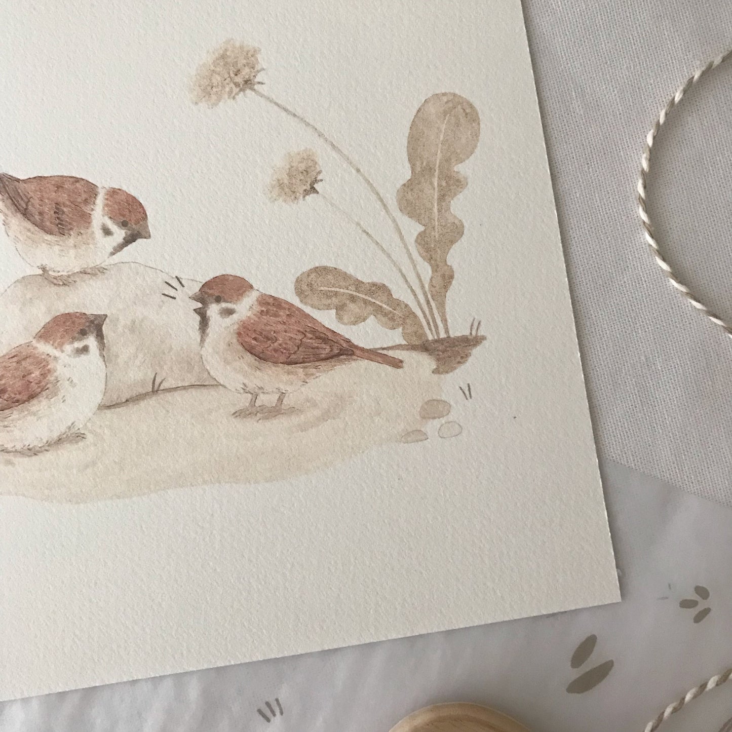Tree Sparrow Trio Art Print