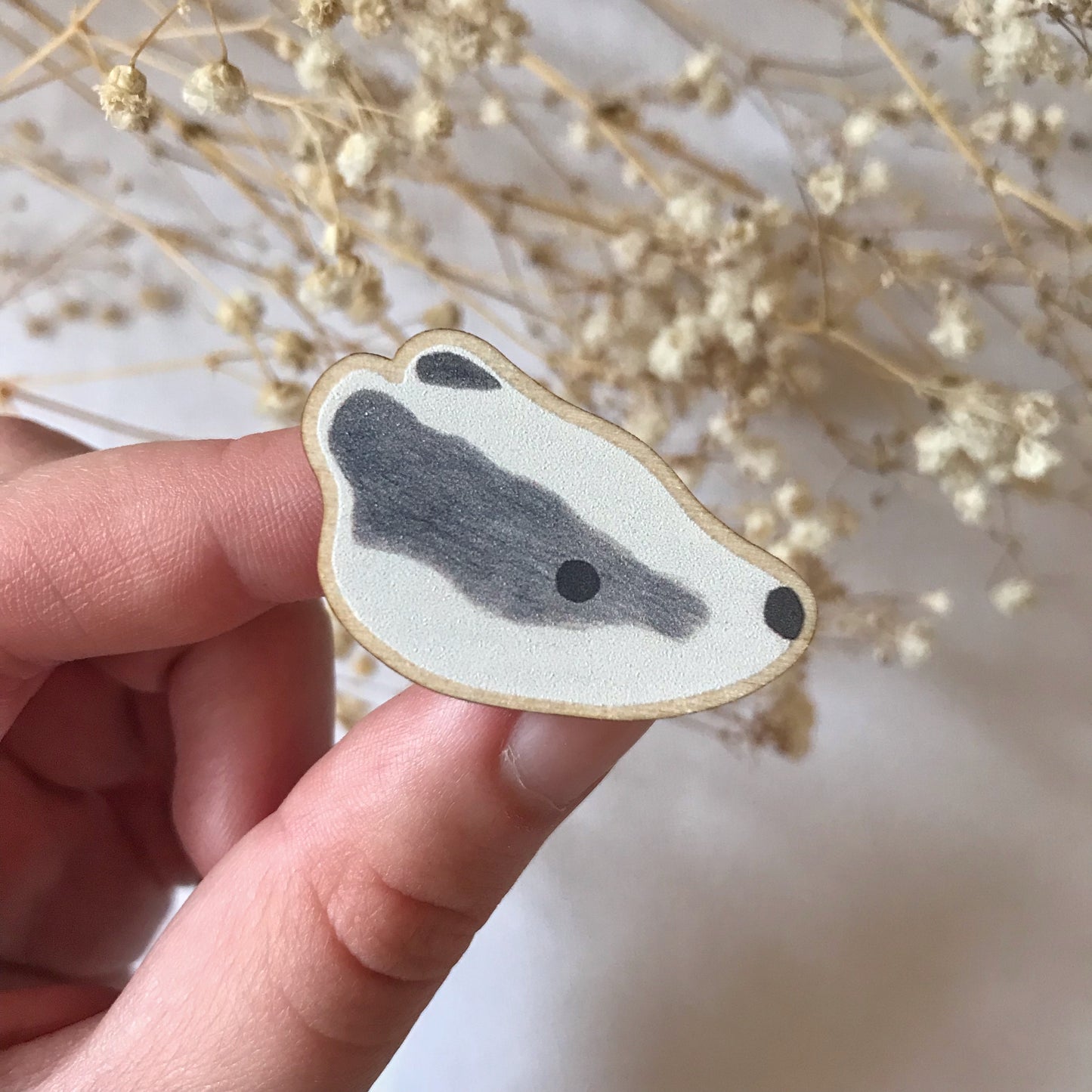 Badger Wooden Pin Badge