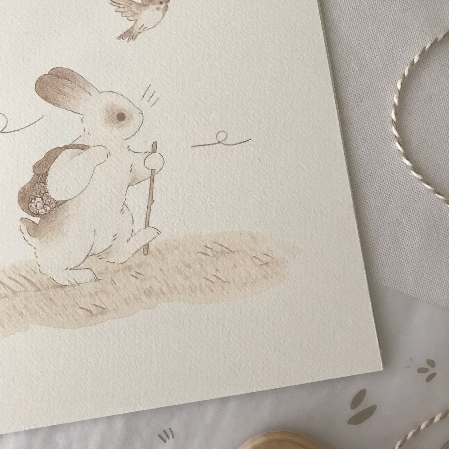 Hiking Rabbit Art Print