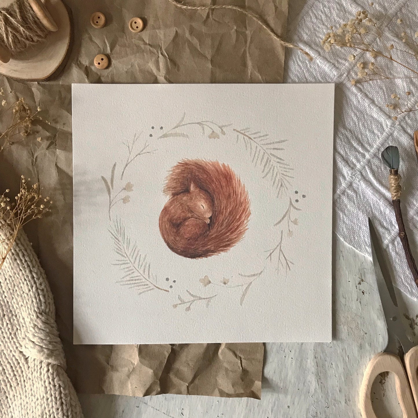 Sleeping Squirrel Art Print