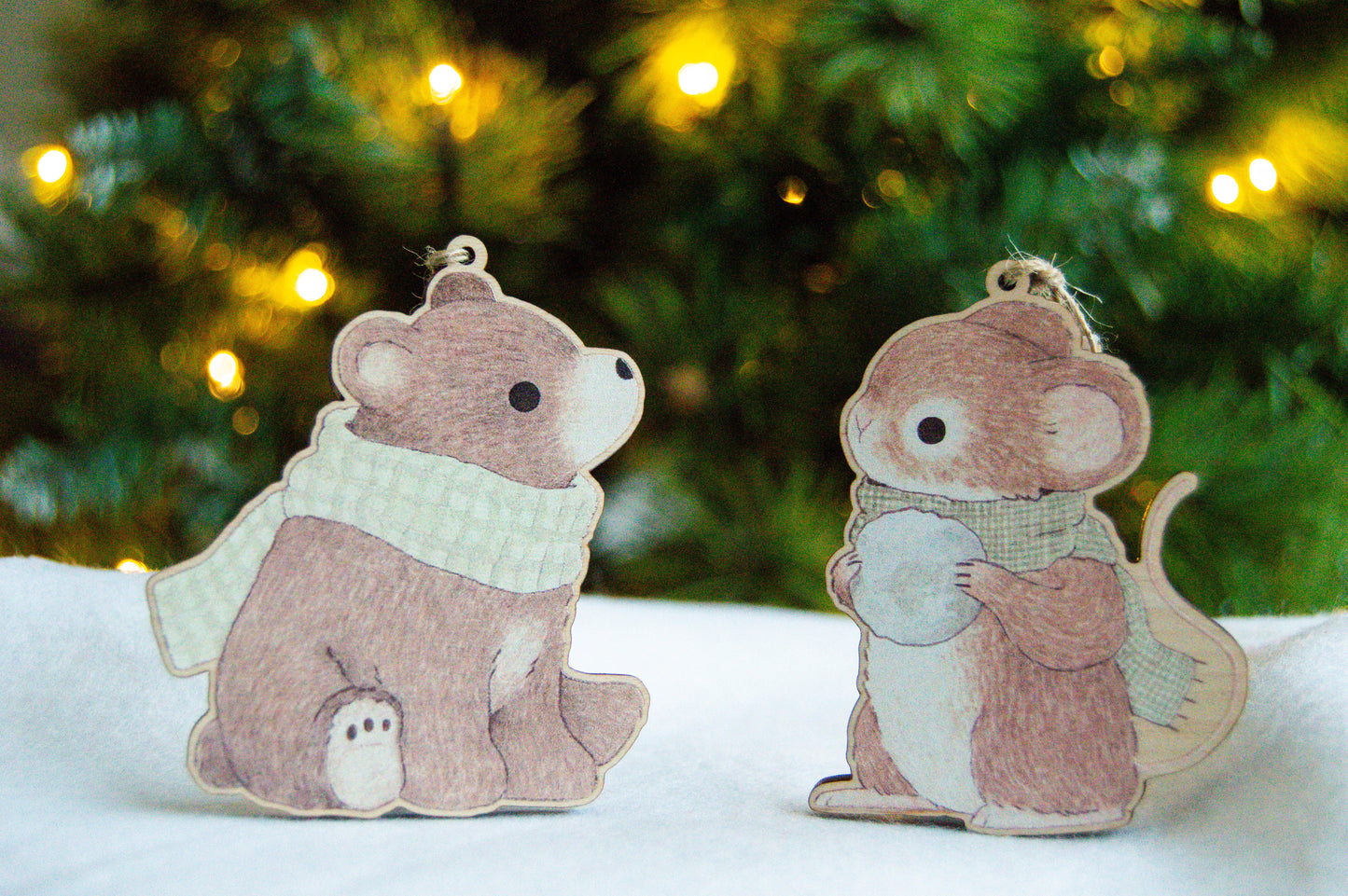 Wooden Mouse Christmas Tree Decoration