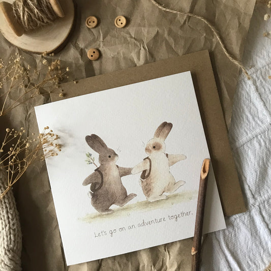 Adventure Rabbits Greeting Card