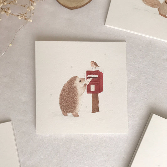 Hedgehog Winter Card
