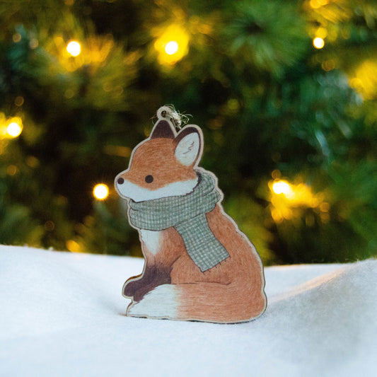 Wooden Fox Christmas Tree Decoration