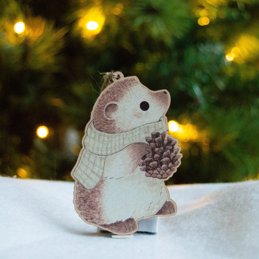 Wooden Hedgehog Christmas Tree Decoration