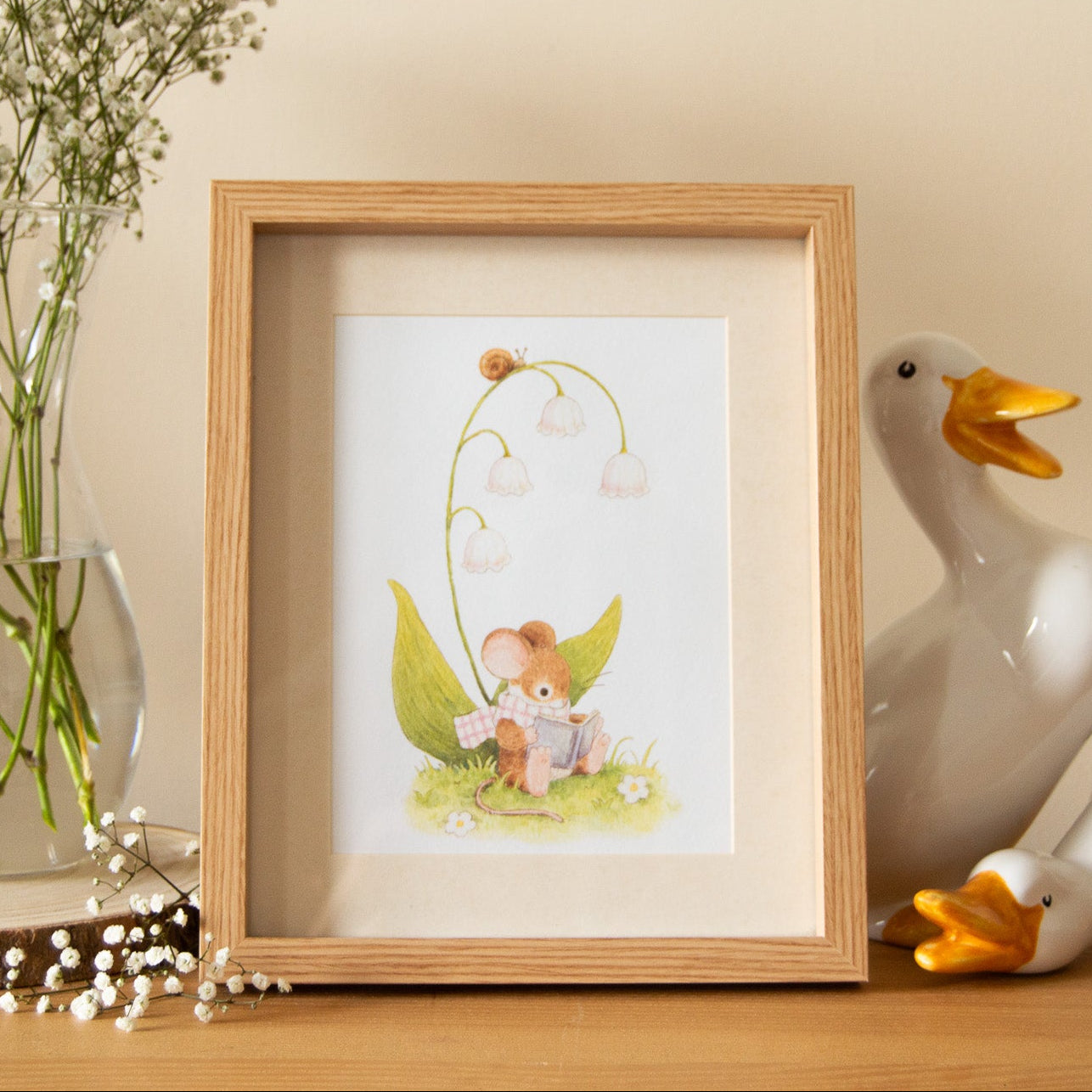 Lily of the Valley Mouse A5 Art Print