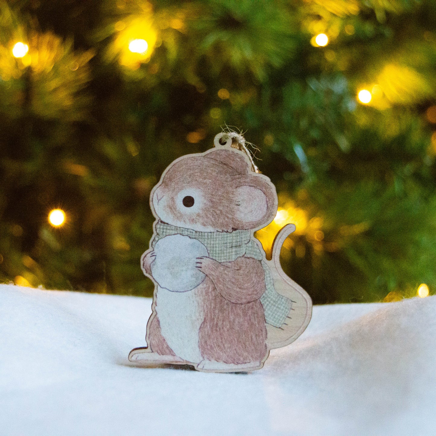 Wooden Mouse Christmas Tree Decoration