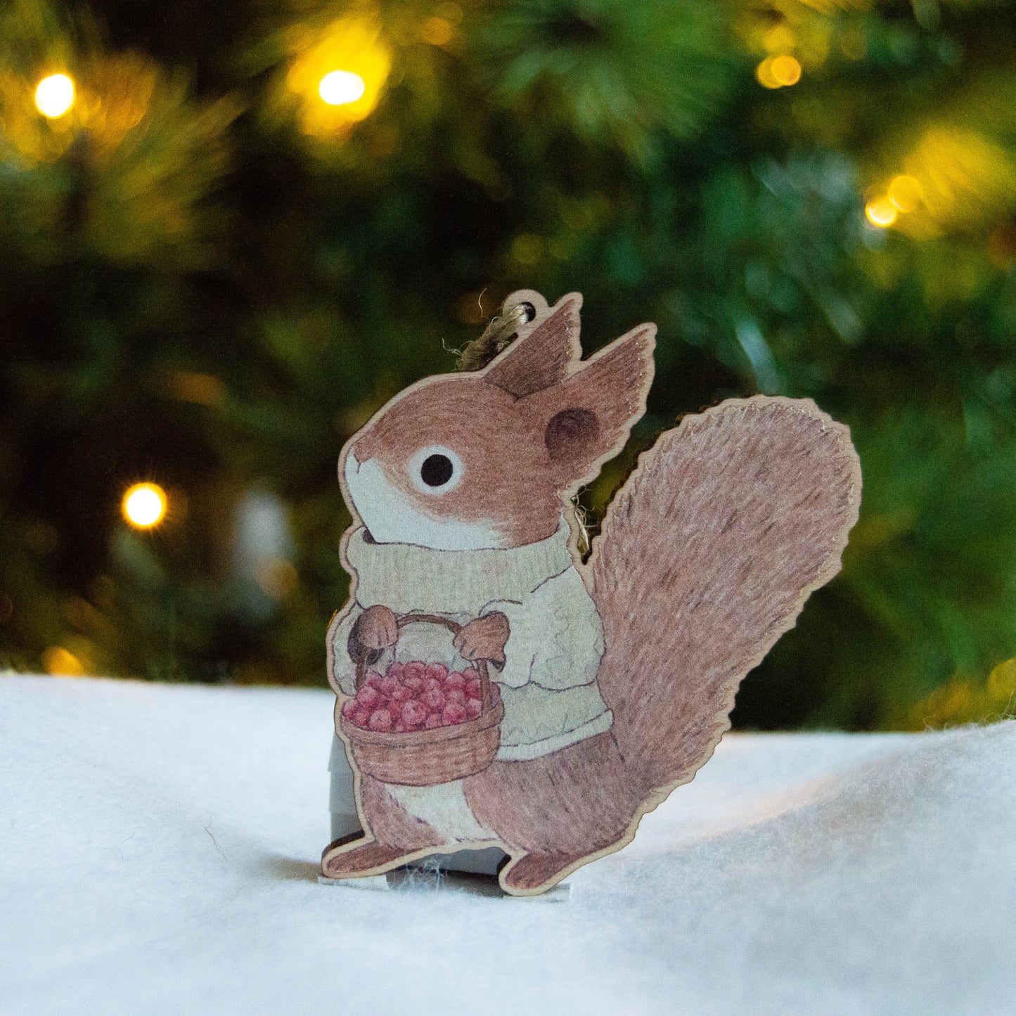 Wooden Squirrel Christmas Tree Decoration